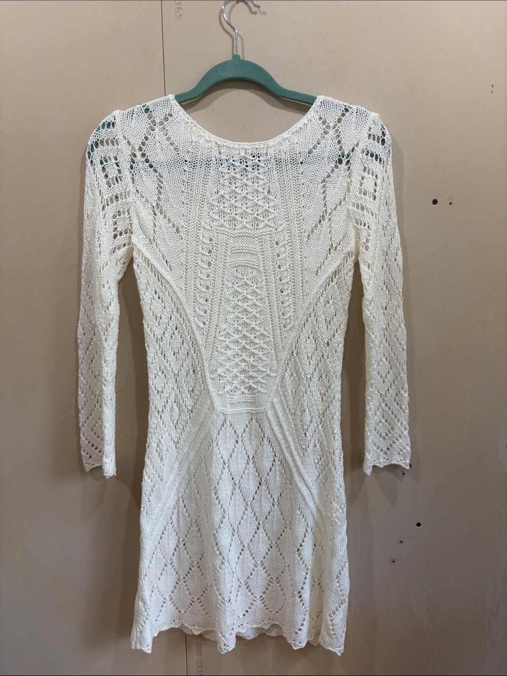 White Long Sleeve Knit Dress Unlined Size S